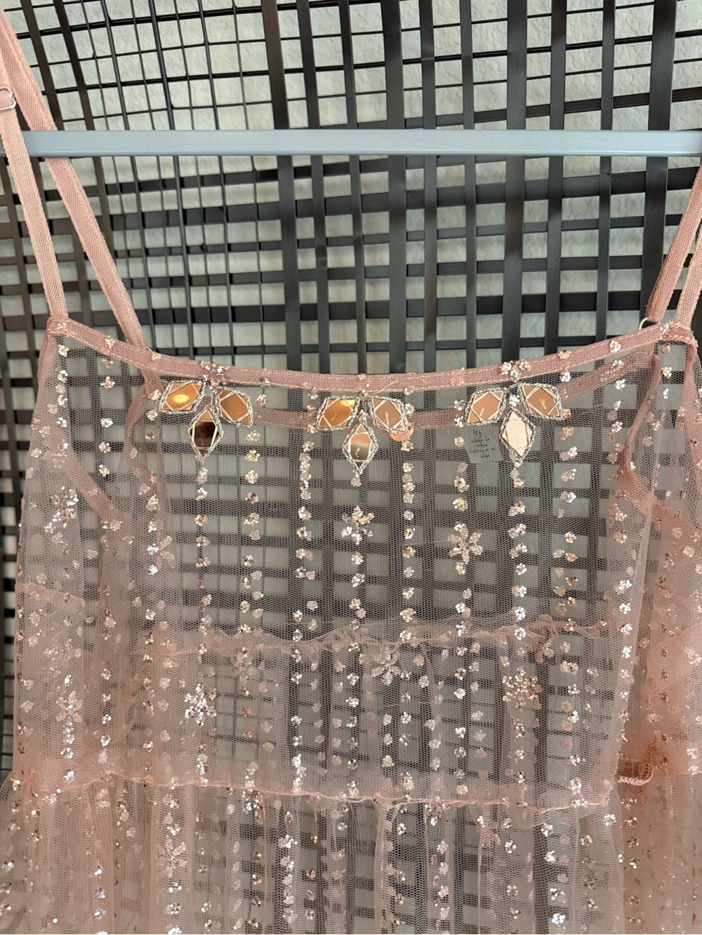 Free People Blush Pink Sequin Lace Maxi Dress - Picture 3 of 7
